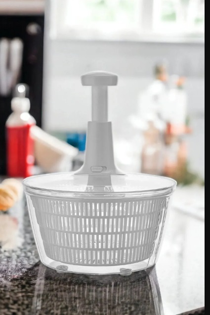 VİATOM Beyaz Manuel Sebze Kurutucu Salata Kurutucu (Stop Düğmeli) 6 litrelik salata kurutucusu