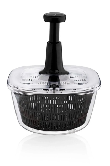 VİATOM Siyah Manuel Sebze Kurutucu Salata Kurutucu (STOP DÜĞMELİ) 6 Litrelik Salata Kurutucusu