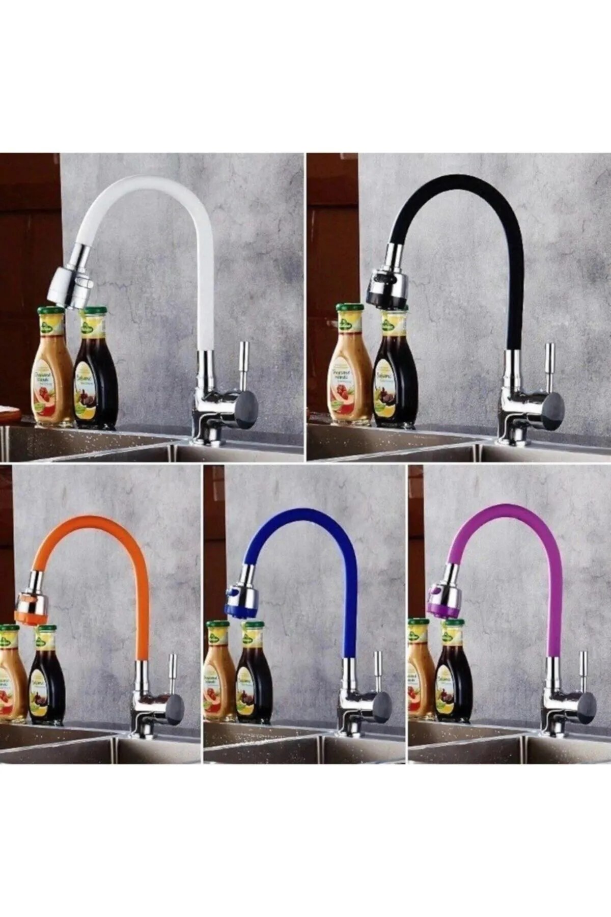 Renkli Oynar Başlıklı Tasarruflu Silikon Musluk Başlığı Kubar