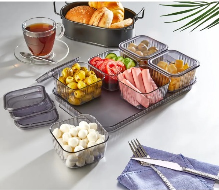 viatom  FURKAN CAM PLASTİK 6 BÖLMELİ ORTA KAHVALTILIK