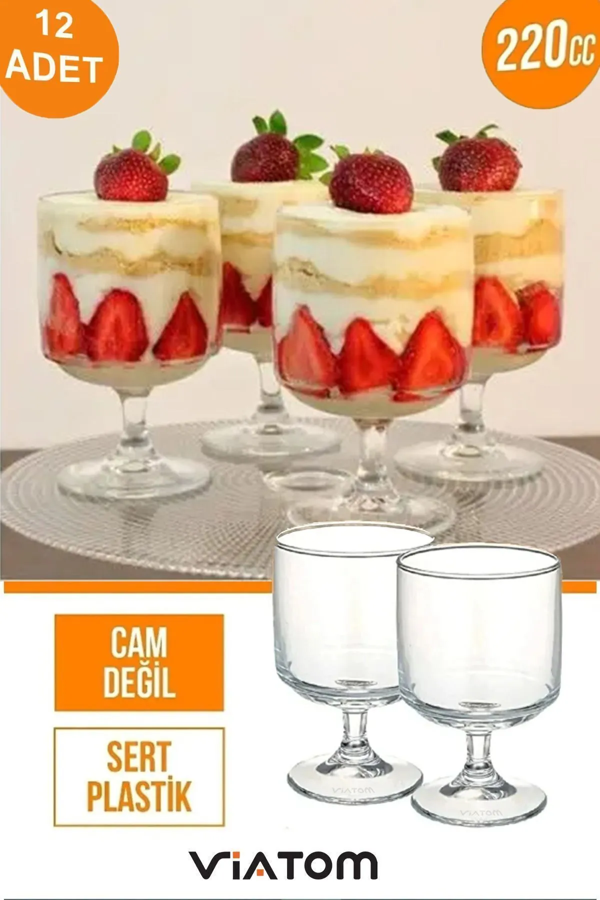 ViATOM Magnolia Tatlı Sunum Bardağı 12'lı Mika Magnolya Dondurma Puding Kasesi (CAM DEĞİLDİR)