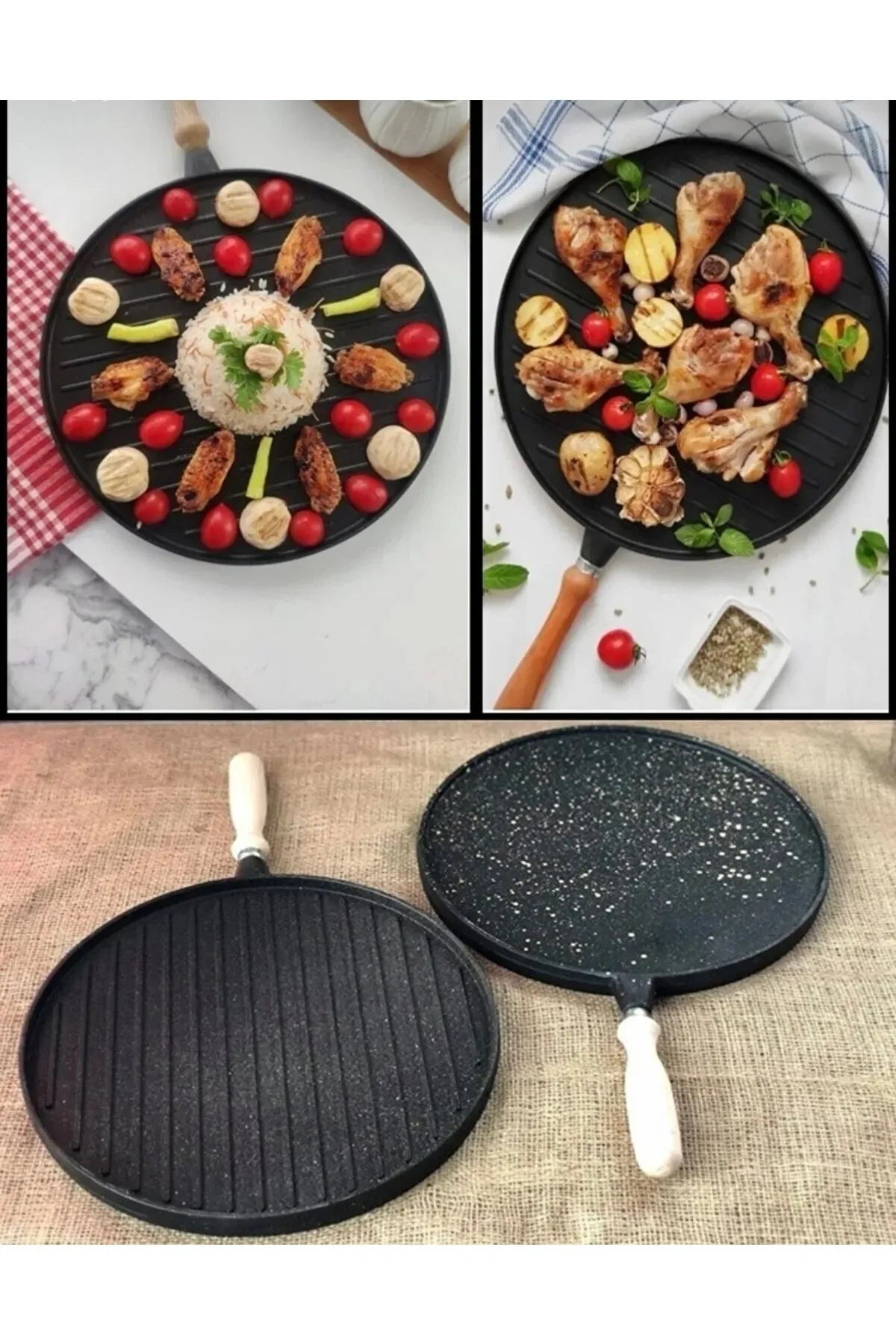 ViATOM Döküm Granit Gözleme Izgar Tavası 36 Cm