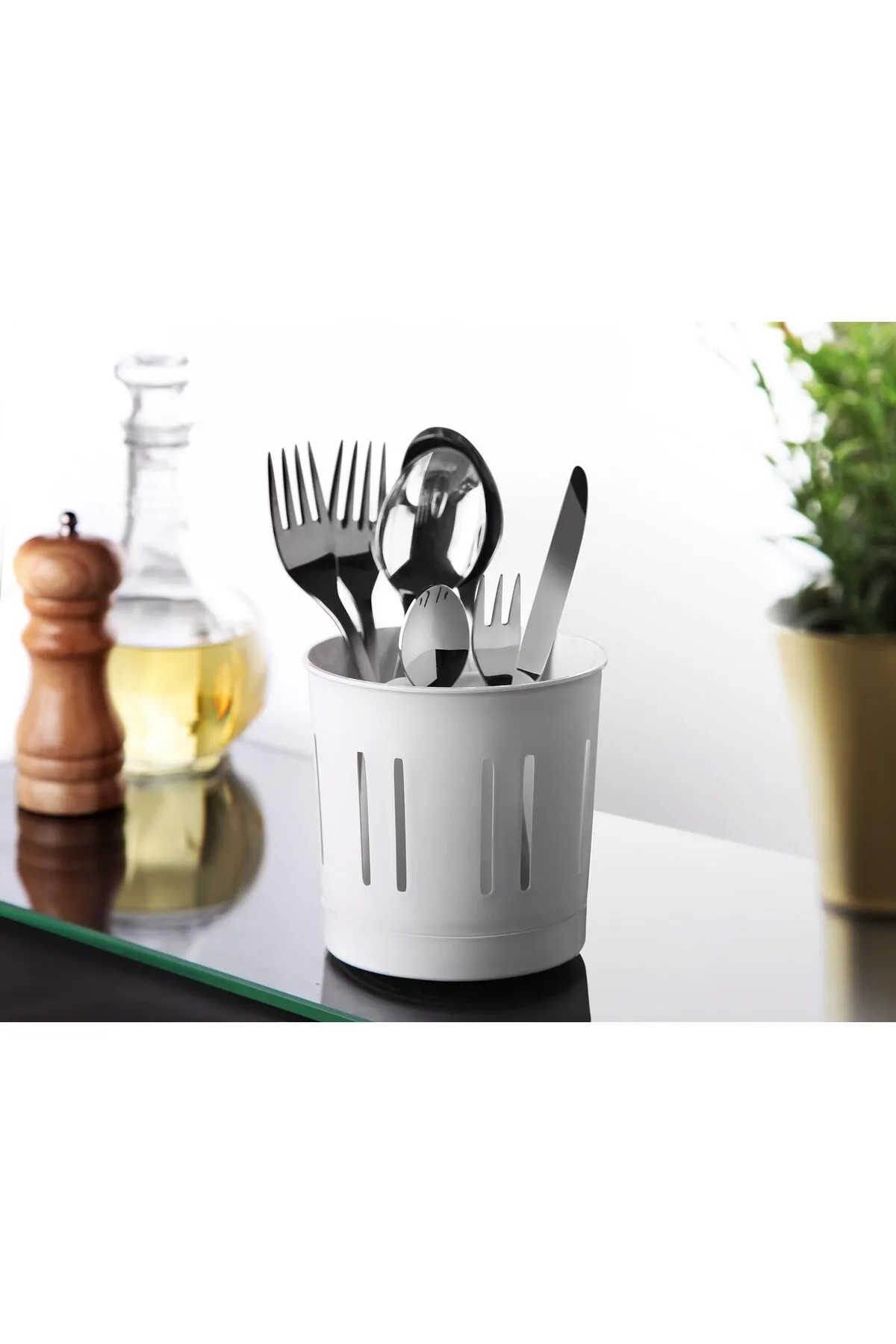  VİATOM Kaşıklık Mutfak Tezgahı Organizer Kaşıklık çap 12cm yükseklik 12 cm