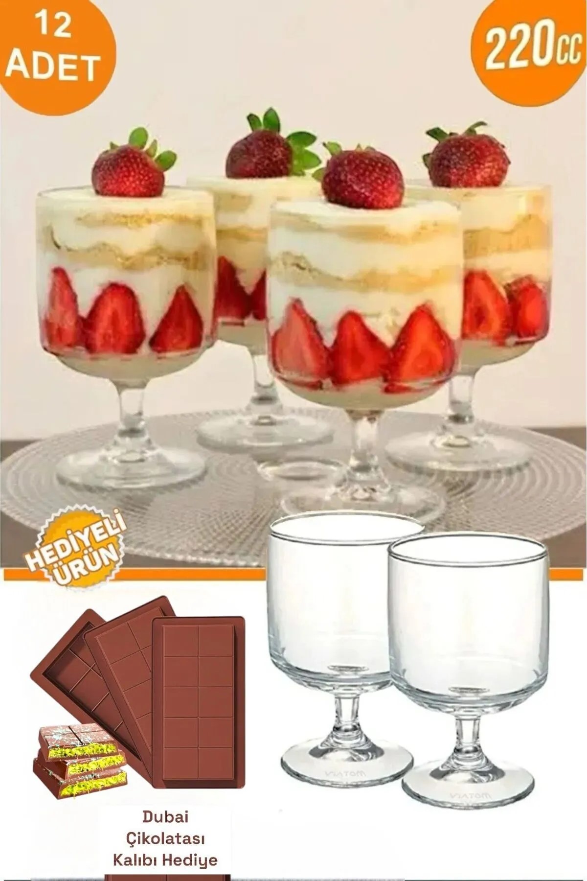 VİATOM Magnolya bardağı 12'lı Yanında Dubai çikolata kalıp Hediyeli