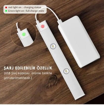 ViATOM VİATOM Led Sensörlü Lamba 60 cm ev led, iş led ışık şarjlı