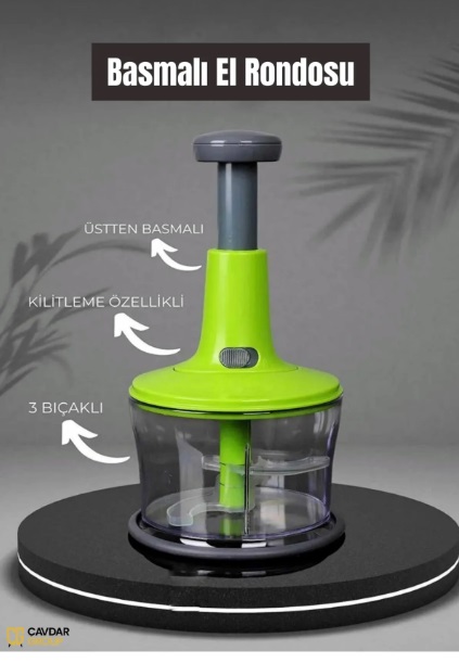 VİATOM Üstten Basmalı El Rondosu Pratik Doğrayıcı 3 Bıçaklı Özel Üretim El Robotu